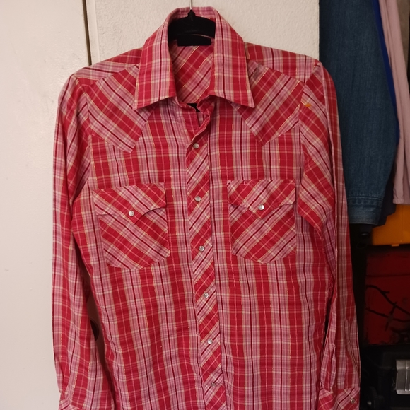 Champion Westerns Permenant Press Red Plaid Western Pearl Snap Womens Size 14 - Picture 8 of 12